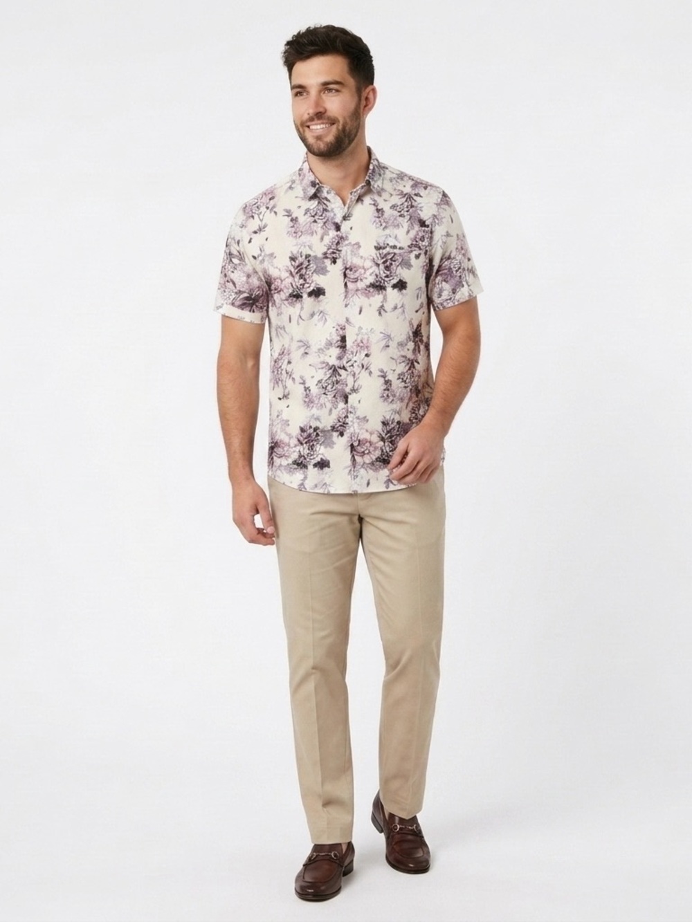 7 Diamonds Men's Short Sleeve Button-Up Shirt